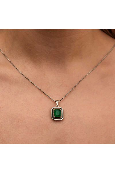 Skygo Authentic Women's Necklace with Silver Green Stone