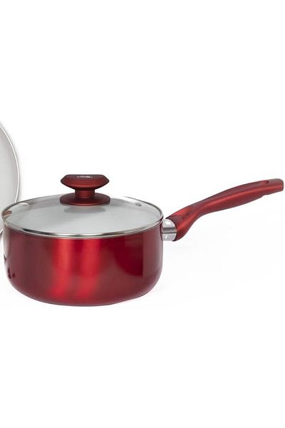 BETTY CROCKER Non-Stick Set Of Frying Pan 24Cm & Sauce Pan 20Cm Red