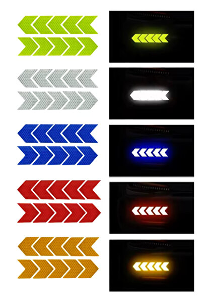 KDOT Yüksek Performans 10 Adet Chevron Şekilli Yansıtıcı Sticker Seti Motorlu Motorsuz Tüm Araçlar İçin