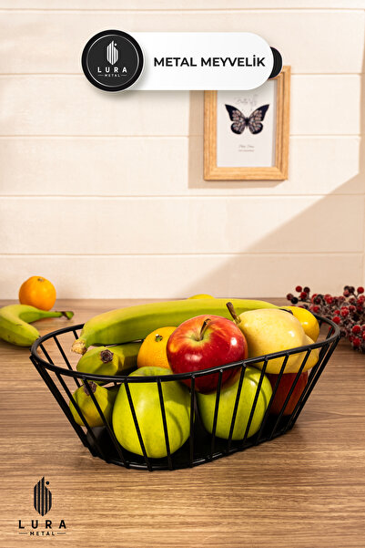 Lura Metal Siyah Metal Meyvelik ve Sebzelik - 33x20x11 cm Şık ve Modern Tasarım