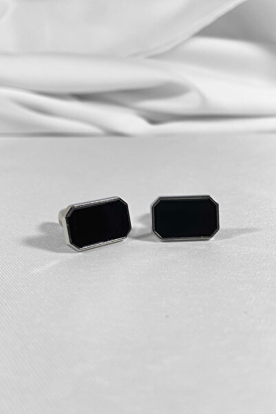 BLC Basic Line Co. Kutulu Gri Kasa Kesik Kenar Siyah Mine Dolgulu Mekanizmalı Metal Kol Düğmesi