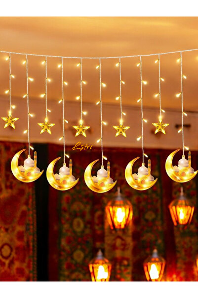 lstri Ramazan Süsü Cami Hilal Temalı 10 Parça Süsleme Seti 11 Ayın Sultanı Bayramı Led Işıklı figür