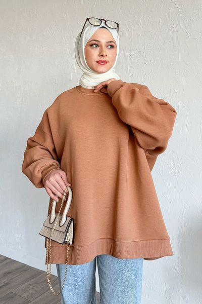 InStyle Basic Camel Color Raised Sweatshirt
