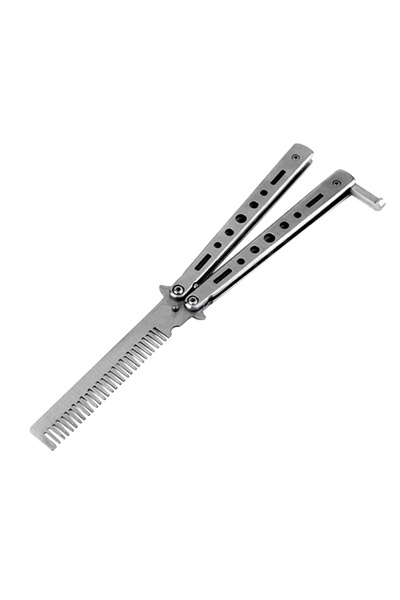 valkyrie Metal Kelebek Şeklinde Çelik Tarak Saç Şekillendirici Tarama Taşınabilir - Gümüş