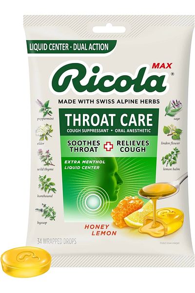 Candy Ricola Max - Pack of 34 Bee Pollen and Swiss Alpine Herbs Throat Care Honey Lemon