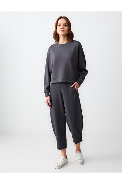 Jimmy Key Anthracite Relaxed Fit Crew Neck Long Sleeve Knitted Sweatshirt