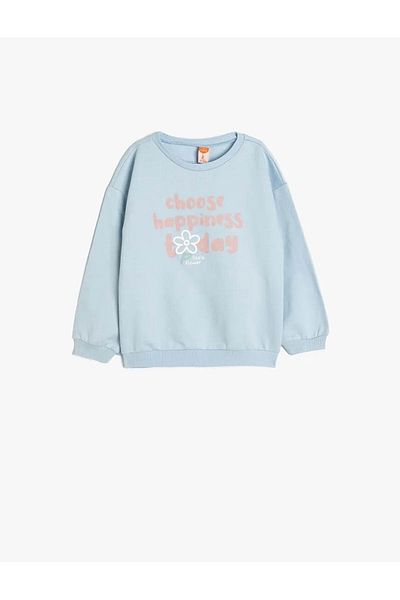 Koton Cotton Long Sleeve Slogan Printed Sweatshirt