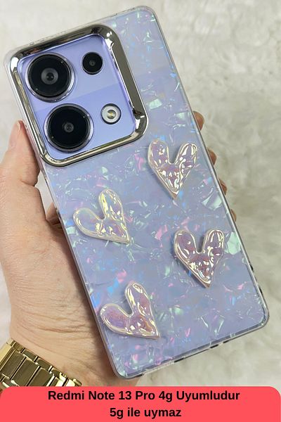 Vip Case Xiaomi REDMI NOTE 13 PRO 4G - حافظة كريستال منقوشة ثلاثية الأبعاد بنمط قلب تعبيري مع صورة ثلاثية الأبعاد