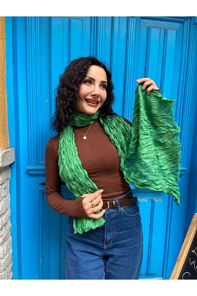 nehir eşarp Pleated Wave Shawl Solid Color 55 X 195 cm