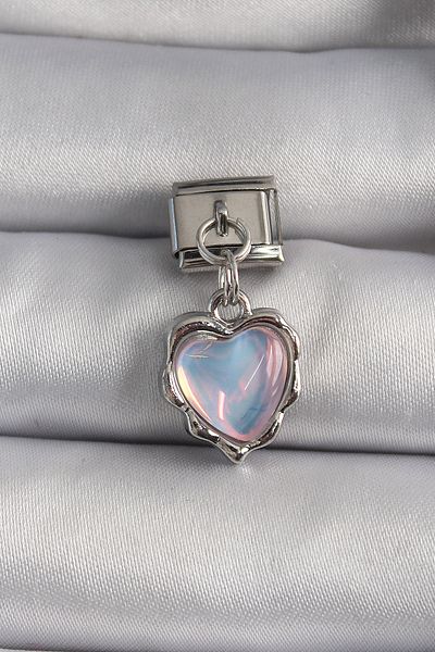 Skygo 316L Steel Silver Color Dangle Reflection Heart Model Nomination Charm - Tj-Bc1139