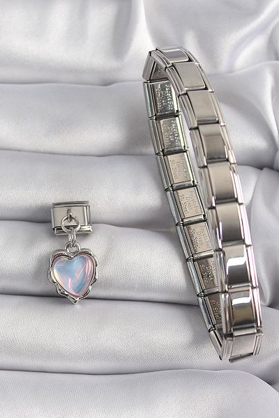 Skygo 316L Steel Silver Color Dangle Reflection Heart Model Nomination Charm - Tj-Bc1139