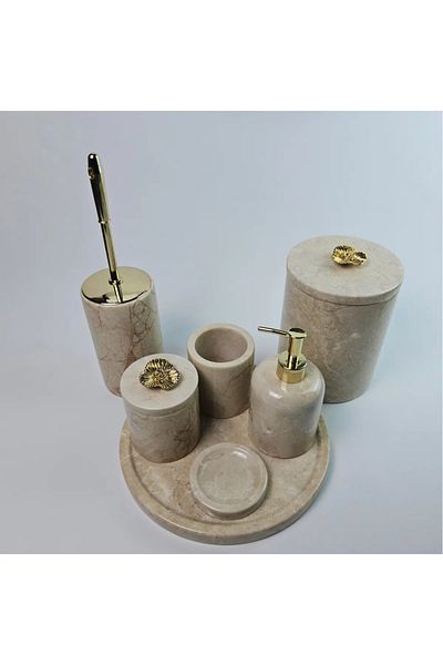 ege gross Decorative Natural Beige Marbroom Bathroom Set of 7 Marbroom Bathroom Set