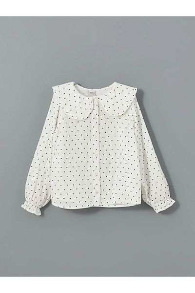 LC Waikiki Koszula LCW Kids Ecru Baby Collar Polka Dot Girl