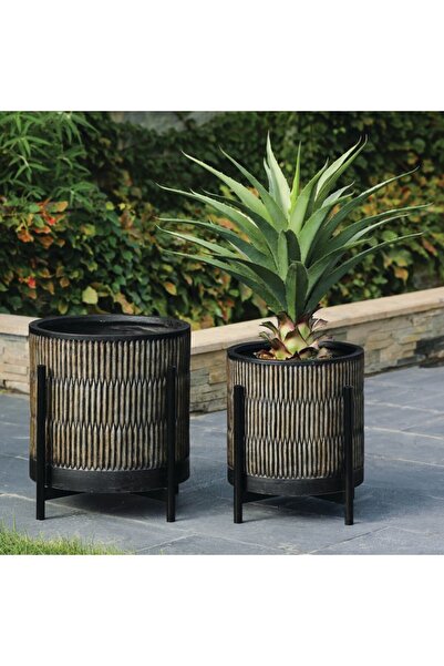 SERENE Quick Cleaning Portable Textured Finish Planter with Stand