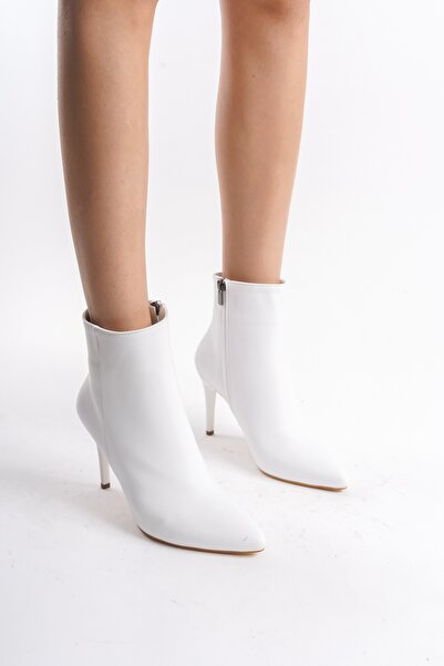Modabuymus Nairobi bílé matné klasické kozačky na tenkém podpatku