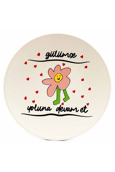 PALTO TASARIM Smile, Keep Your Way! 20 cm Design Cake Plate - 1 Gift Cake Plate