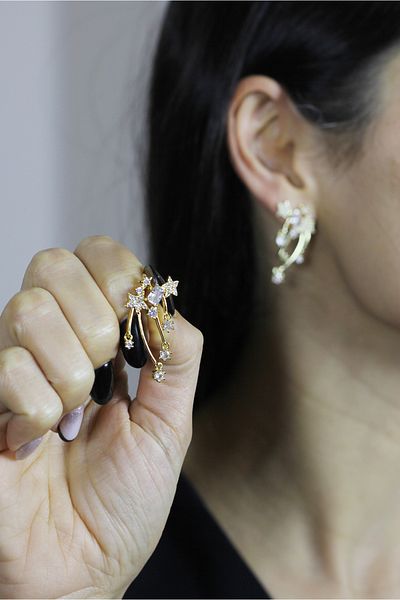homet Star Design Shiny Dangle Earrings