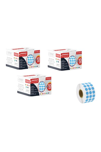 Tanex ETICHETE PUNCT 10 MM ALBASTRU 5000 BUC (TREI CUTII)