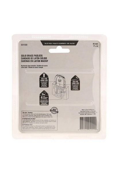 ACE 2-Piece High Security Weather-Resistant Stainless Steel Padlock with Key 40mm