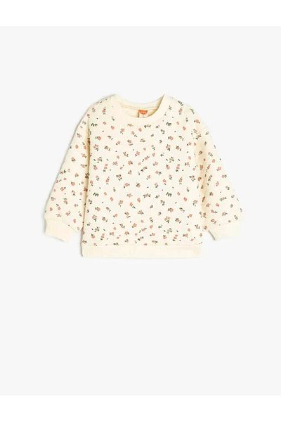 Koton Long Sleeve Crew Neck Cotton Blended Floral Sweatshirt