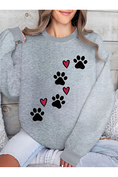 Nebulaa Tekstil NEBULAA Γυναικεία φούτερ με στάμπα καρδιάς σε σχήμα ποδιού σκ...