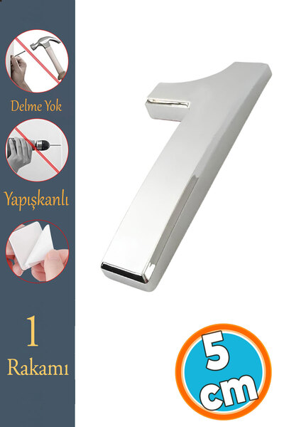 NZB Kapı Numarası Yapışkanlı Küçük Boy 50 mm  5 cm Numara 1 Rakam Bir Sayısı ...