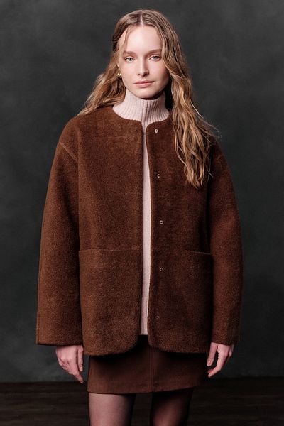Manuka Kaschmirmantel mit Schokoladenmuster – mit Taschen
