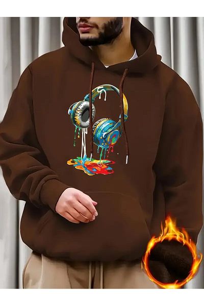 DAXİS Sportwear Company Men's Printed Hooded Sweatshirt