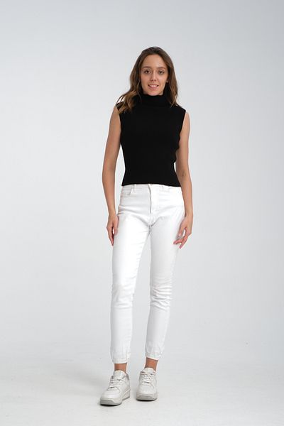 nisaNCa Zero Sleeve Knitwear Knit High Top Women's Bodysuit, Slim Fit, Stand Collar Sweater