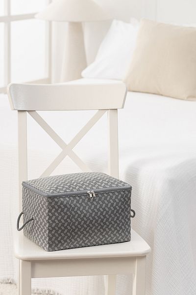 REKHOME 3-Piece Herringbone Patterned Gray Small Size under Base, Suitcase Organizer Scrap / 30X22X18