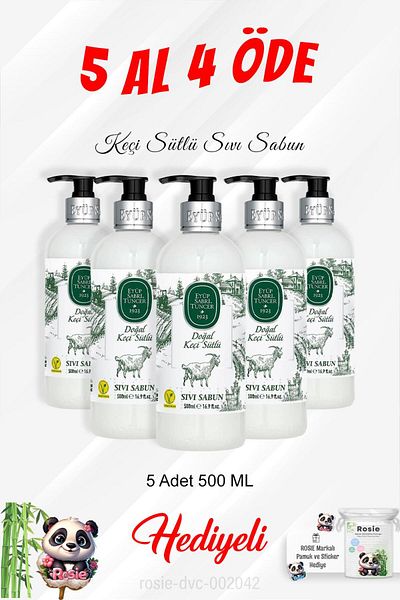 Eyüp Sabri Tuncer 500 ml Milk Liquid Soap - Buy 5 Get 4, Rosie Cotton