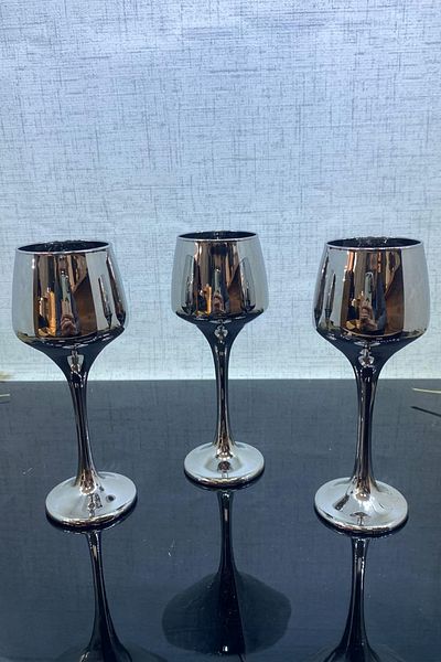 Heda Porselen Tusem Set of 6 Platinum Coffee Sides Presentation Glasses