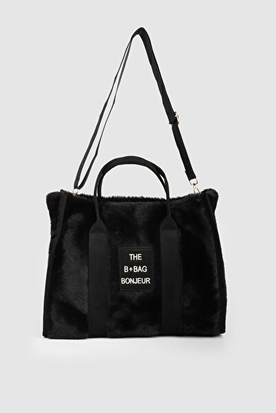 La La'Graccio Paris La'Graccio Paris Geantă de mână pentru femei The Tote Bag cu curea, pluș, neagră