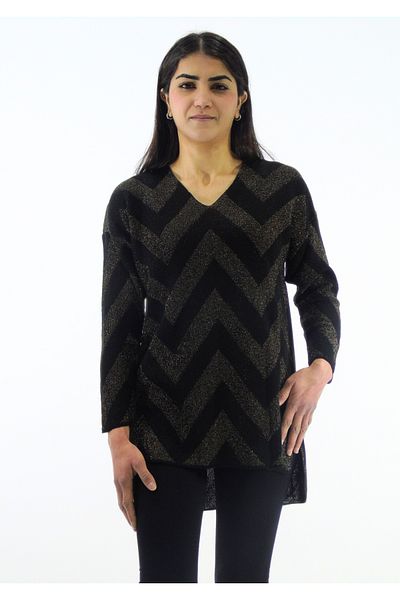 Tuğra Zik Zag Patterned Glitter Tunic