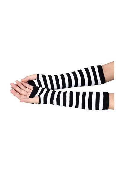 Karakedi كم مزدوج مخطط باللونين الأبيض والأسود