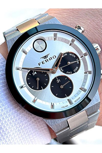 FERRO 30 Mt Water Resistant Steel Cord No Darkening Color Throwing Men's Wristwatch Vs.Blkt.0049