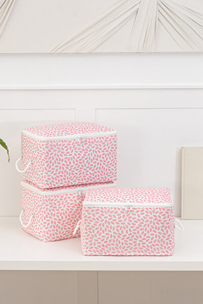 REKHOME 3'lü Yaprak Pudra Baskılı Küçük Boy Baza Altı, Valiz Düzenleyici Hurç...