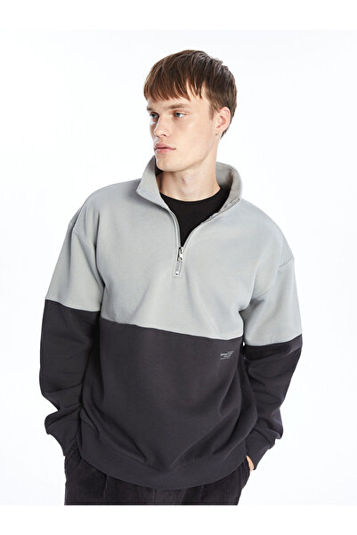 LC Waikiki Xside Stand Collar Long Sleeve Color-Blocking Men's Sweatshirt