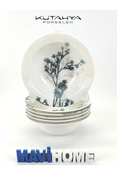 Kütahya Porselen Bonamore Series - 15 cm Thin Porcelain Soup Bowl, 6 Assorted