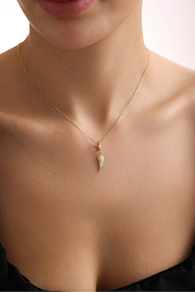 Giza Jewelry 14 Ayar Altın Kanat Oval Kilitli Charm Kolye Ucu