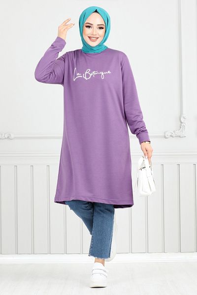 ModaMerve Λιλά Glitter Hijab Tunic - 798OZR1047-M