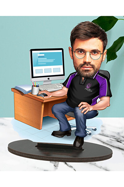 Fotomcity Kişiye Özel Fotoğraflı Yazılımcı Tasarımlı Karikatür Biblo