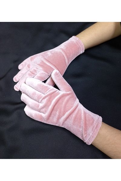 Qrsln Girl - Velvet Ankle Length Powder Color Gloves