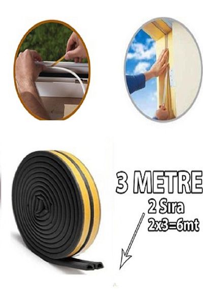 bym yapı Black 6 Meters (3X2=6 Mt) Pvc Door Window Cold Proof Leak Proof Wick Adhesive