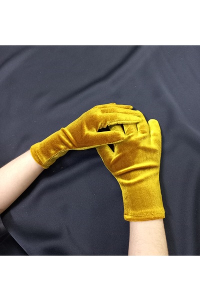 Qrsln Miela Mustard Colored Girl's Velvet Ankle Length Dress