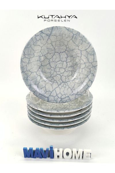 Kütahya Porselen Corendon Series - 16 cm Marble Patterned, 6 Porcelain Soup Bowl