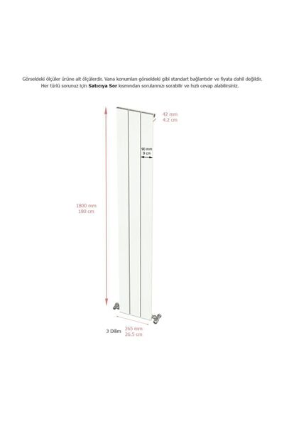 Aeon Radyatör Panel Radyatör 1800 X 265 Beyaz 3 Dilim - Hestia