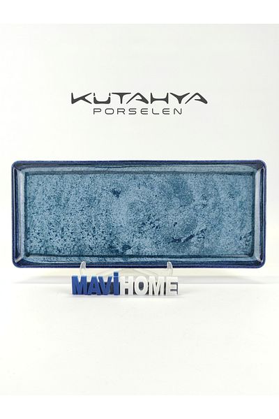 Kütahya Porselen 35X15 cm Blue Patterned Chicken World Plate - Single