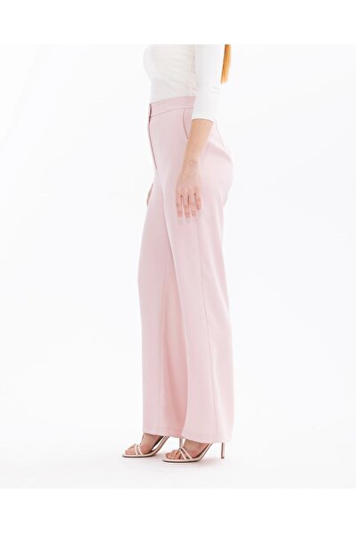 SEÇİL Women's Buttoned Maxi Length Trousers - Powder Pink