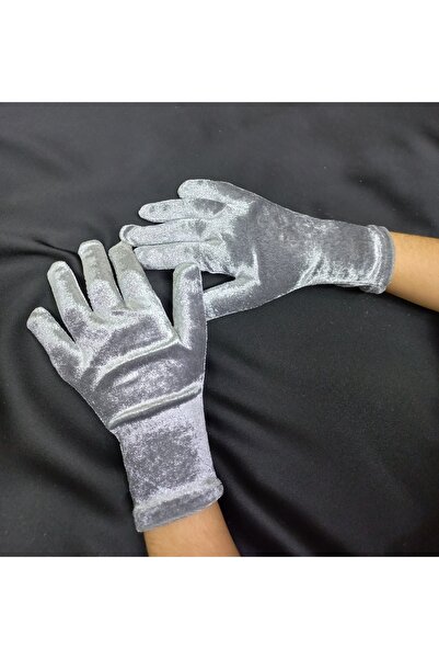 Qrsln Miela Girl's Gray Velvet Ankle Length Gloves